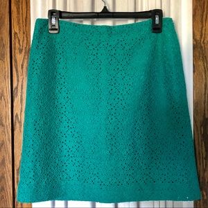 Brooks Brothers Green Floral Eyelet Skirt